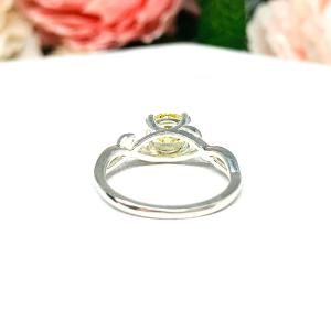 Round Light Yellow Cubic Zirconia Leaf Design Engagement Ring SIZE 6.5 FINAL SALE