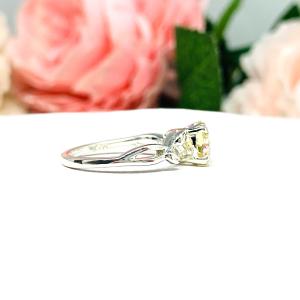 Round Light Yellow Cubic Zirconia Leaf Design Engagement Ring SIZE 6.5 FINAL SALE