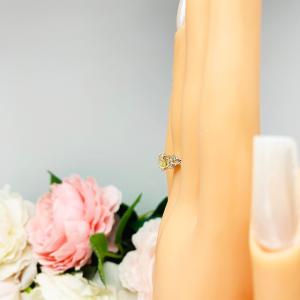 Round Light Yellow Cubic Zirconia Leaf Design Engagement Ring SIZE 6.5 FINAL SALE