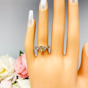 Round Light Yellow Cubic Zirconia Leaf Design Engagement Ring SIZE 6.5 FINAL SALE