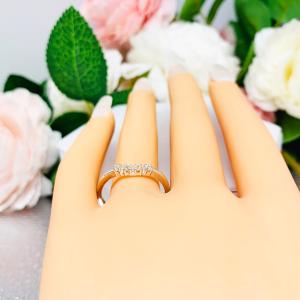 Round 2mm Light Yellow CZ Curved Wedding Band 4 Stone
