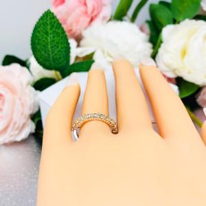 Light Yellow CZ Round Half Eternity Wedding Band  12 Stone