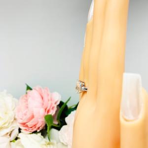 Pear Near Colorless 12x8mm Cubic Zirconia Wide Band Engagement Ring