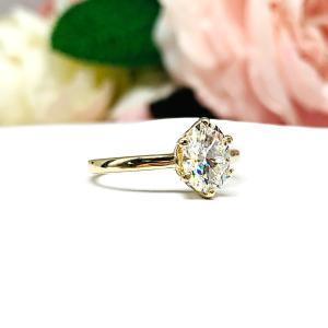 Oval Moissanite 6 Prong Gold Engagement Ring Authentic FREE UPS 3RD DAY