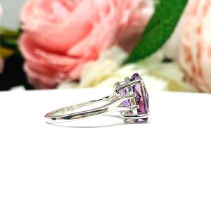 Lavender Amethyst Oval Sterling Silver Ring - Genuine 12x10mm (4.5 cts) rose de france amethyst