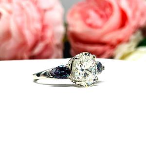 Oval Cubic Zirconia Lab Alexandrite Pears Three Stone Engagement Ring SIZE 7 FINAL SALE
