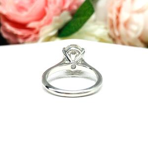 Elongated Oval Near Colorless CZ Engagement Ring 12x8mm 3.5 Carats Split Prong