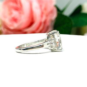 Elongated Cushion Near Colorless CZ Engagement Ring Round Accents