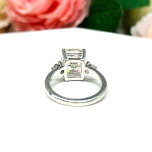 Elongated Cushion Near Colorless CZ Engagement Ring Round Accents