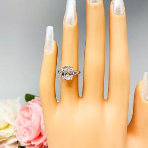 Elongated Cushion Near Colorless CZ Engagement Ring Round Accents