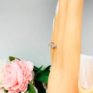 Elongated Cushion Near Colorless CZ Engagement Ring Round Accents