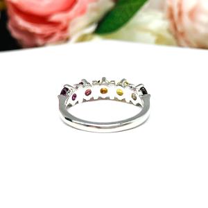 Autumn Colors Ring Five Stone 4mm Round Natural Gemstone