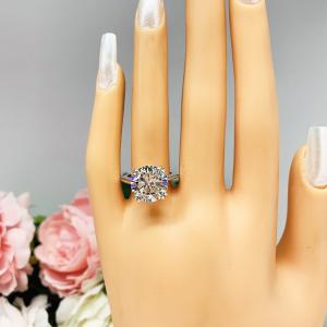 Round Cubic Zirconia Engagement Ring Size 6 – 12mm or 13mm, Near Colorless, Sterling Silver