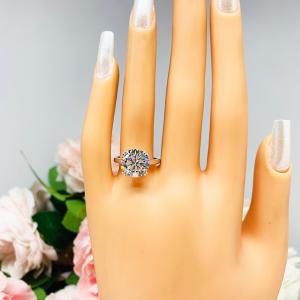 Round 11mm CZ Engagement Ring 5 Carats Split Prong Cathedral