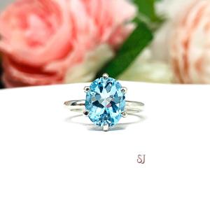 Genuine Sky Blue Topaz 10x8mm Oval Ring Size 4.75