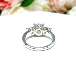 Round Cubic Zirconia Three Stone Tulip Engagement Ring