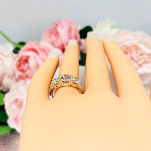 Round Near Colorless 6mm Cubic Zirconia Three Stone Engagement Ring SIZE 7 FINAL SALE