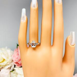 Natural White Topaz Pear Round Accents Engagement Ring