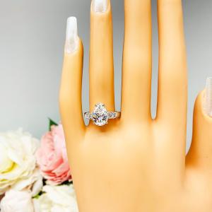 Pear Cubic Zirconia Round Accents Engagement Ring