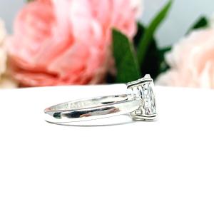 Natural White Topaz Pear Wide Band Engagement Ring Size 7 CLEARANCE