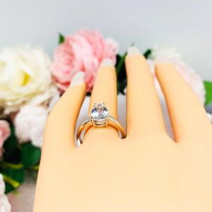 Natural White Topaz Pear Wide Band Engagement Ring Size 7 CLEARANCE