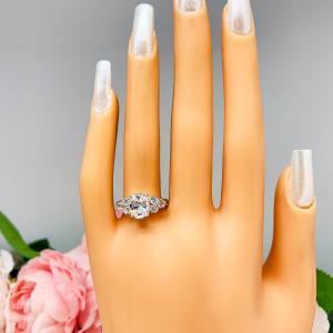 Oval Cubic Zirconia Round Accents Engagement Ring