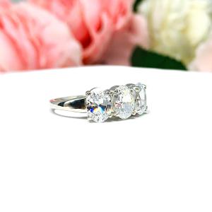 Oval Cubic Zirconia Three Stone Engagement or Anniversary Ring SIZE 7 FINAL SALE