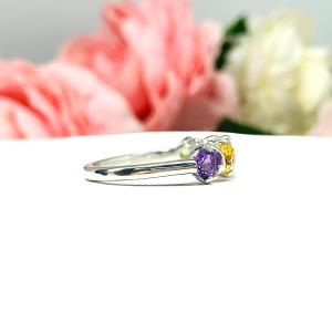 Spring Colors Ring 4mm Round Natural Gemstone Five Stone Size 7