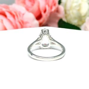 White Topaz Pear Sterling Silver Ring 12x8mm Size 7 CLEARANCE