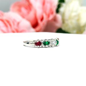Christmas Star 3mm Lab Ruby Lab Emerald CZ Ring