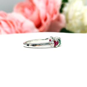 Christmas Star 3mm Lab Ruby Lab Emerald CZ Ring