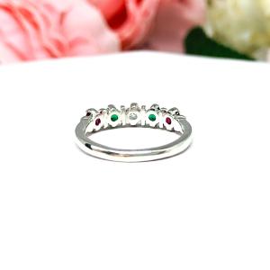 Christmas Star 3mm Lab Ruby Lab Emerald CZ Ring