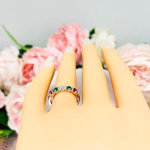 Christmas Star 3mm Lab Ruby Lab Emerald CZ Ring
