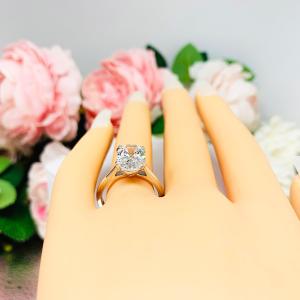 Elongated Oval Near Colorless CZ Engagement Ring 12x8mm 3.5 Carats Split Prong