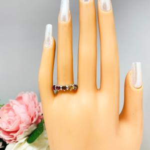 Autumn Colors Ring Five Stone 4mm Round Natural Gemstone