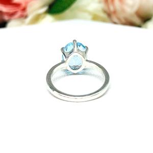 Genuine Sky Blue Topaz 10x8mm Oval Ring Size 4.75