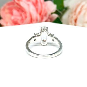 White Topaz Marquise Sterling Silver Ring Natural 12x6mm Round Accents Size 7 CLEARANCE