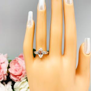 White Topaz Marquise Sterling Silver Ring Natural 12x6mm Round Accents Size 7 CLEARANCE