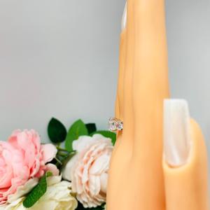 Round Cubic Zirconia Three Stone Tulip Engagement Ring