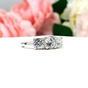 Round 6mm Cubic Zirconia Three Stone Engagement Ring SIZE 7 FINAL SALE