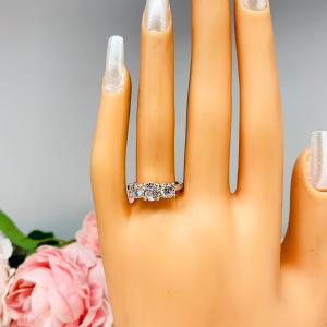 Round 6mm Cubic Zirconia Three Stone Engagement Ring SIZE 7 FINAL SALE