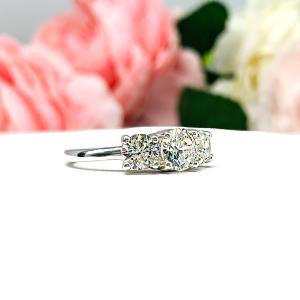 Round Near Colorless 6mm Cubic Zirconia Three Stone Engagement Ring SIZE 7 FINAL SALE