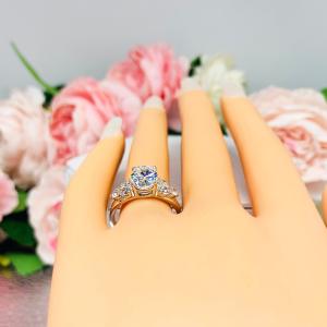 Oval Cubic Zirconia Round Accents Engagement Ring