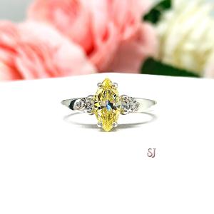 Canary Marquise CZ Engagement Ring Round Accents Sterling Silver