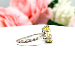 Canary Yellow Oval CZ Engagement Ring 6 Prong