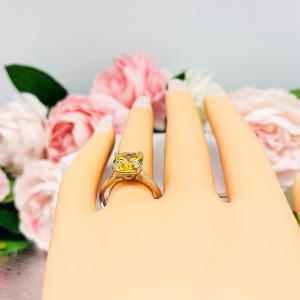 Canary Yellow Cushion CZ Split Prong Engagement Ring