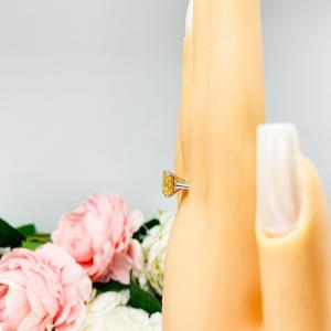 Canary Yellow Cushion CZ Split Prong Engagement Ring