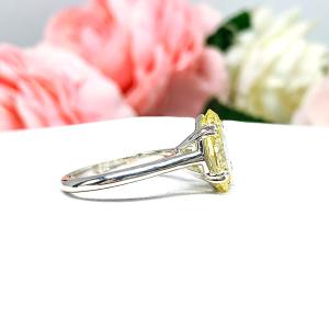 Canary Yellow Oval CZ Engagement Ring 12x8mm 3.5 Carats Split Prong