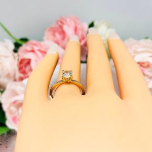 Petite Round Near Colorless CZ Engagement Ring