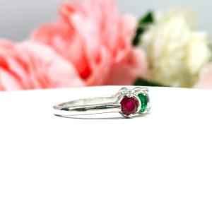 Christmas Star 4mm Lab Ruby Lab Emerald CZ Ring